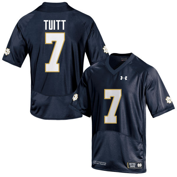 Men's NCAA Notre Dame Fighting Irish #7 Stephon Tuitt Stitched College Under Armour Authentic Navy Blue Football Jersey EQ10J70GL